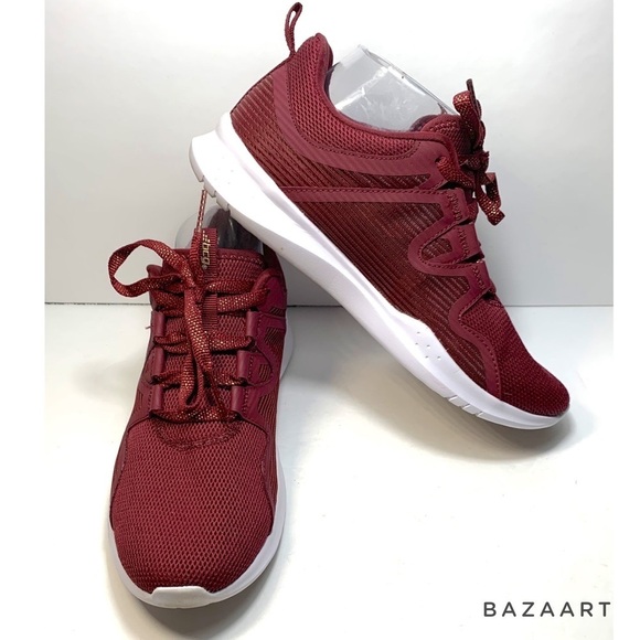 bcg Memory Foam Women’s Netted Burgundy Gold Metallic Sneaker : Sz 8.5B - Picture 2 of 9